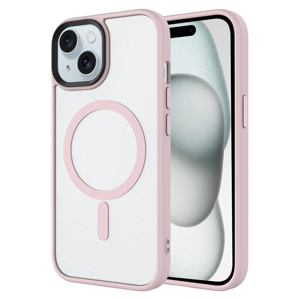 Apple iPhone 15 Kılıf Mat Arka Yüzey Wireless Şarj Özellikli Zore Flet M-safe Kapak