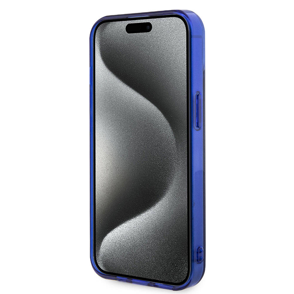 Apple iPhone 15 Kılıf Mercedes Benz Orjinal Lisanslı M-safe Şarj Özellikli Çift Katmanlı Mavi Yıldız Desenli Kapak Mavi