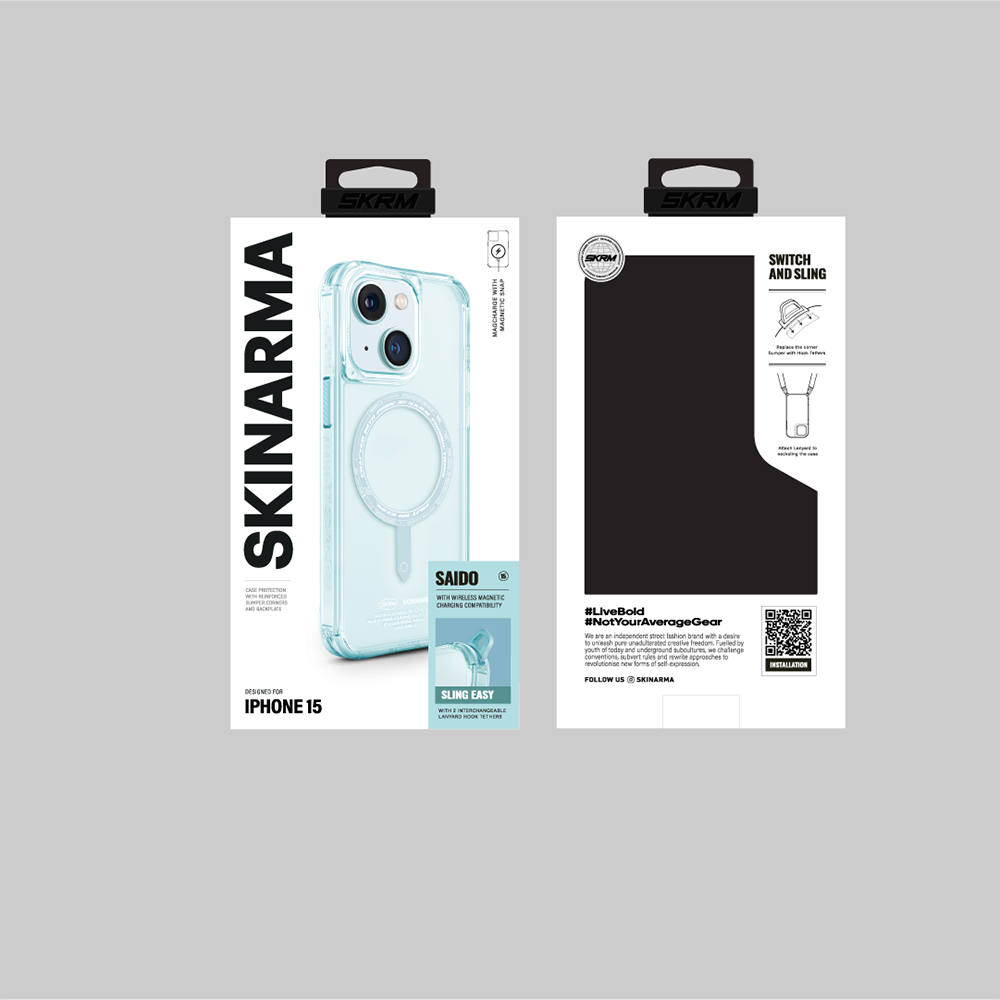 Apple iPhone 15 Kılıf SkinArma Şeffaf Airbag Tasarımlı M-safe Şarj Özellikli Saido Kapak Renksiz