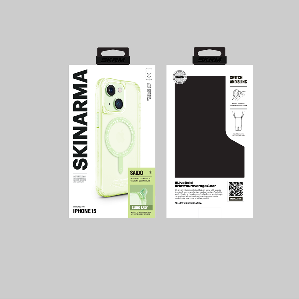 Apple iPhone 15 Kılıf SkinArma Şeffaf Airbag Tasarımlı M-safe Şarj Özellikli Saido Kapak Renksiz