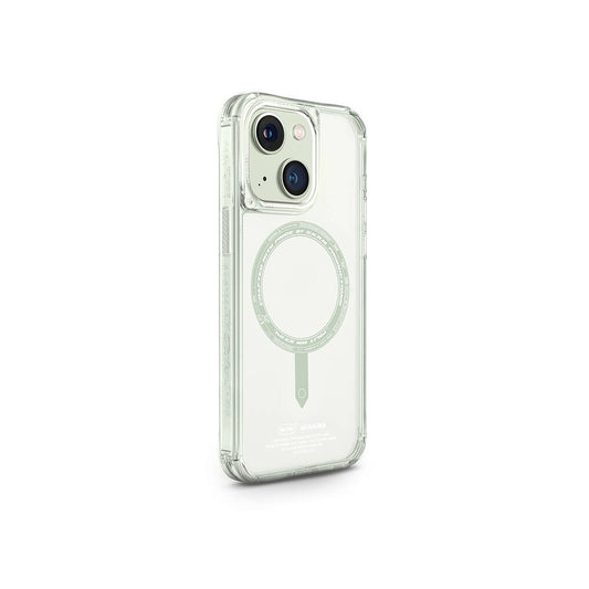 Apple iPhone 15 Kılıf SkinArma Şeffaf Airbag Tasarımlı M-safe Şarj Özellikli Saido Kapak Açık Yeşil
