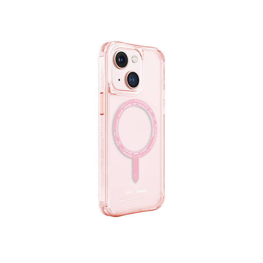 Apple iPhone 15 Kılıf SkinArma Şeffaf Airbag Tasarımlı M-safe Şarj Özellikli Saido Kapak Pembe Açık
