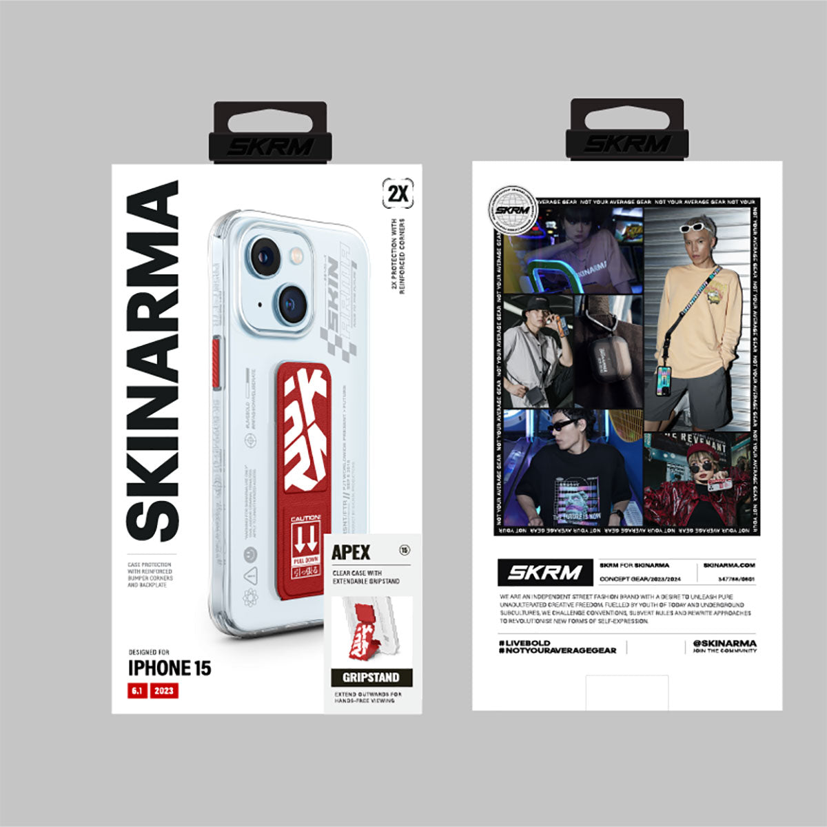 Apple iPhone 15 Kılıf SkinArma Standlı Şeffaf Tasarımlı Apex Kapak Kırmızı