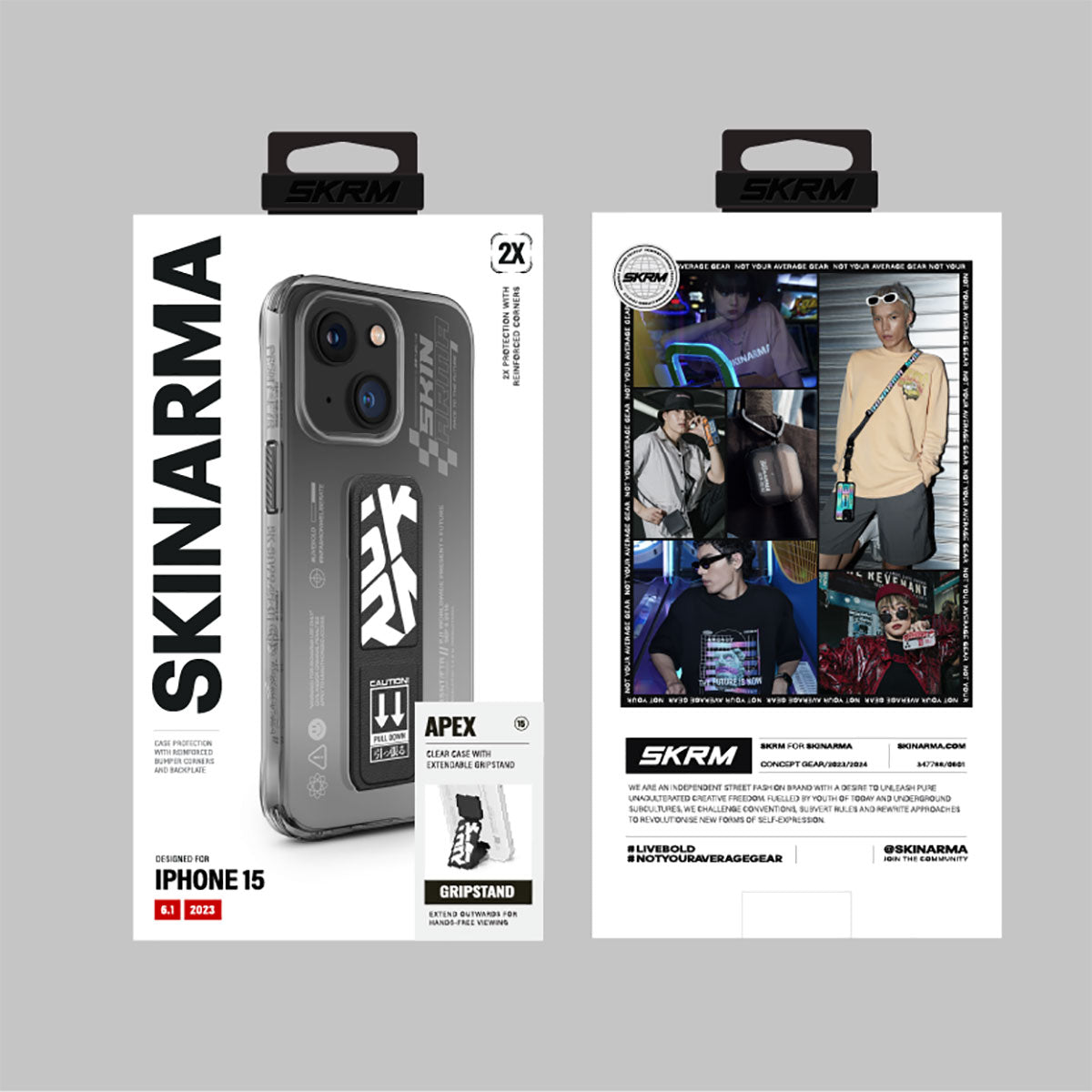 Apple iPhone 15 Kılıf SkinArma Standlı Şeffaf Tasarımlı Apex Kapak Kırmızı