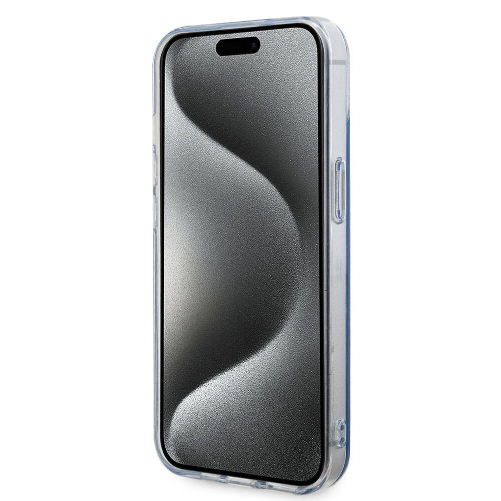 Apple iPhone 15 Kılıf U.S. Polo Assn. Orjinal Lisanslı Simli Parlak Alfabe Tasarım Kapak Lacivert