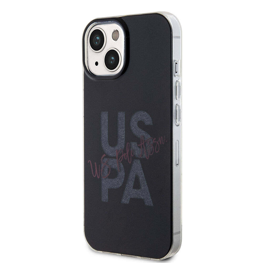 Apple iPhone 15 Kılıf U.S. Polo Assn. Orjinal Lisanslı Simli Parlak Alfabe Tasarım Kapak Lacivert