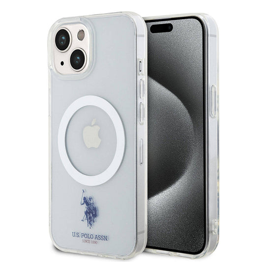 Apple iPhone 15 Kılıf U.S. Polo Assn. Orjinal Lisanslı M-safe Şarj Özellikli Transparan Tasarım Kapak Renksiz