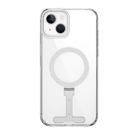 Apple iPhone 15 Kılıf Wiwu FYY-014 M-safe Şarj Özellikli Alüminyum Alaşım Metal Standlı Şeffaf Kapak Renksiz