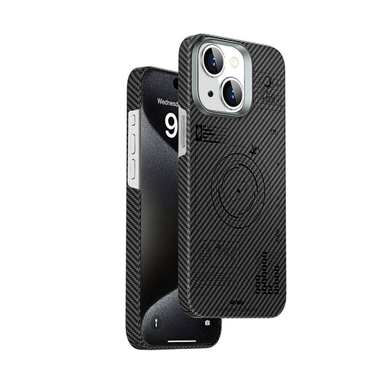 Apple iPhone 15 Kılıf Wiwu KJZ-017 Karbon Fiber 600D Explore Kevlar Kapak Siyah