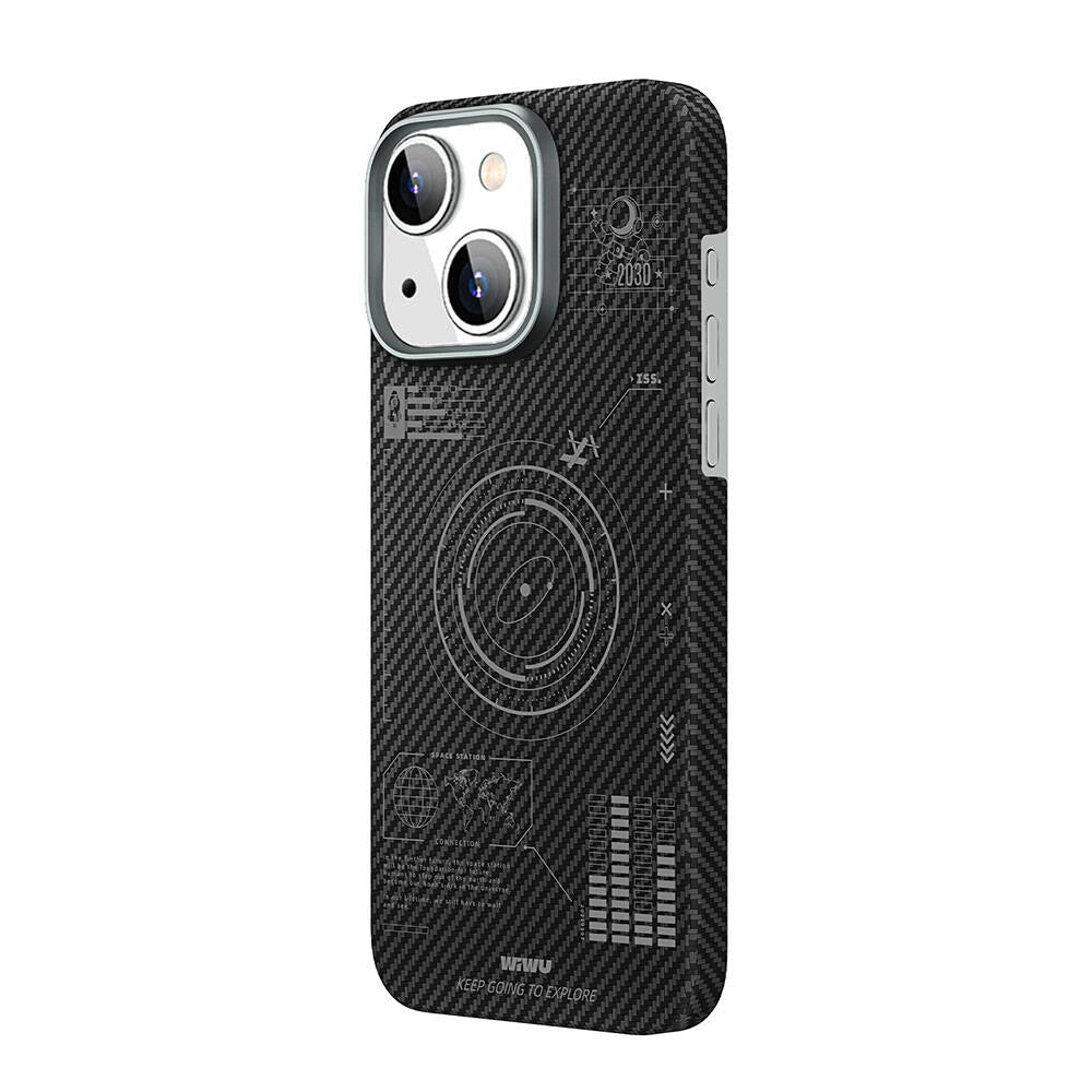 Apple iPhone 15 Kılıf Wiwu KJZ-017 Karbon Fiber 600D Explore Kevlar Kapak Siyah
