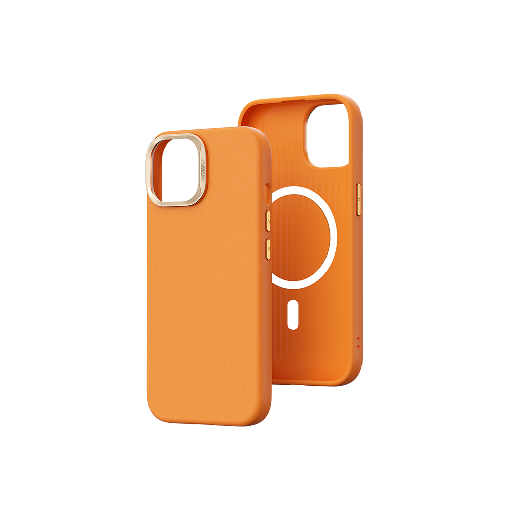 Apple iPhone 15 Kılıf Wiwu SP-019 M-safe Şarj Özellikli Vegan Leather Deri Kapak Yeşil