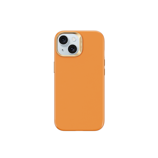 Apple iPhone 15 Kılıf Wiwu SP-019 M-safe Şarj Özellikli Vegan Leather Deri Kapak Turuncu