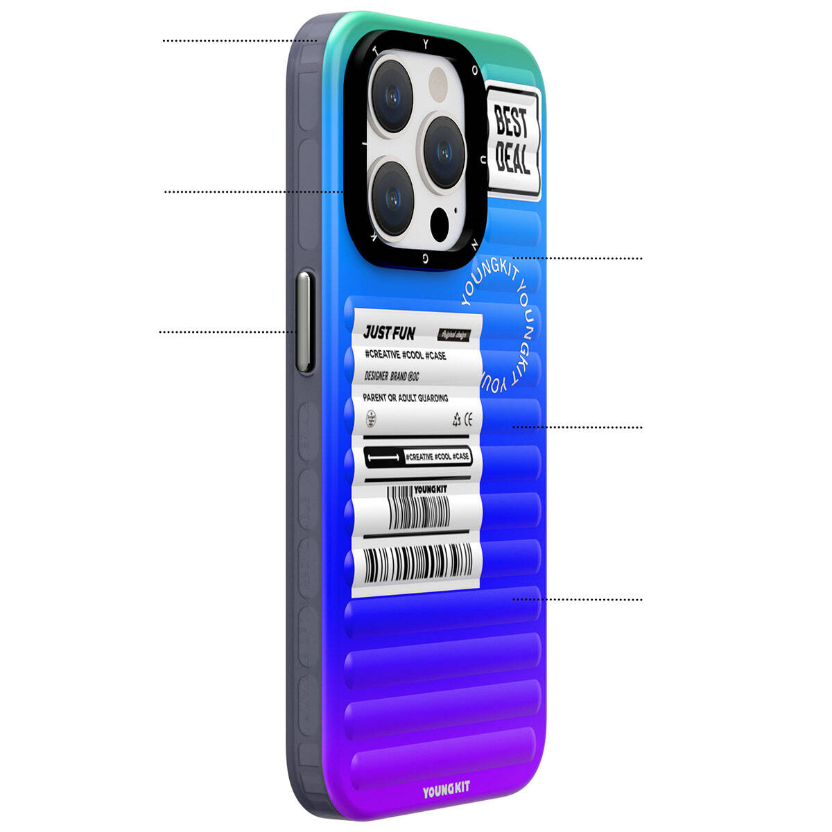 Apple iPhone 15 Kılıf YoungKit The Secret Color Serisi Kapak Mor