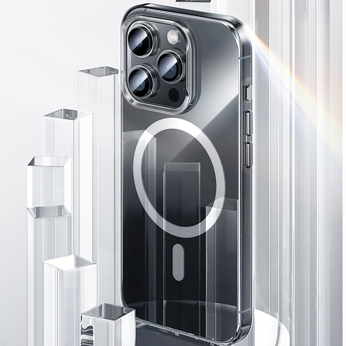 Apple iPhone 15 Plus Kılıf M-safe Şarj Özellikli Benks Crystal Serisi Şeffaf Kapak Renksiz
