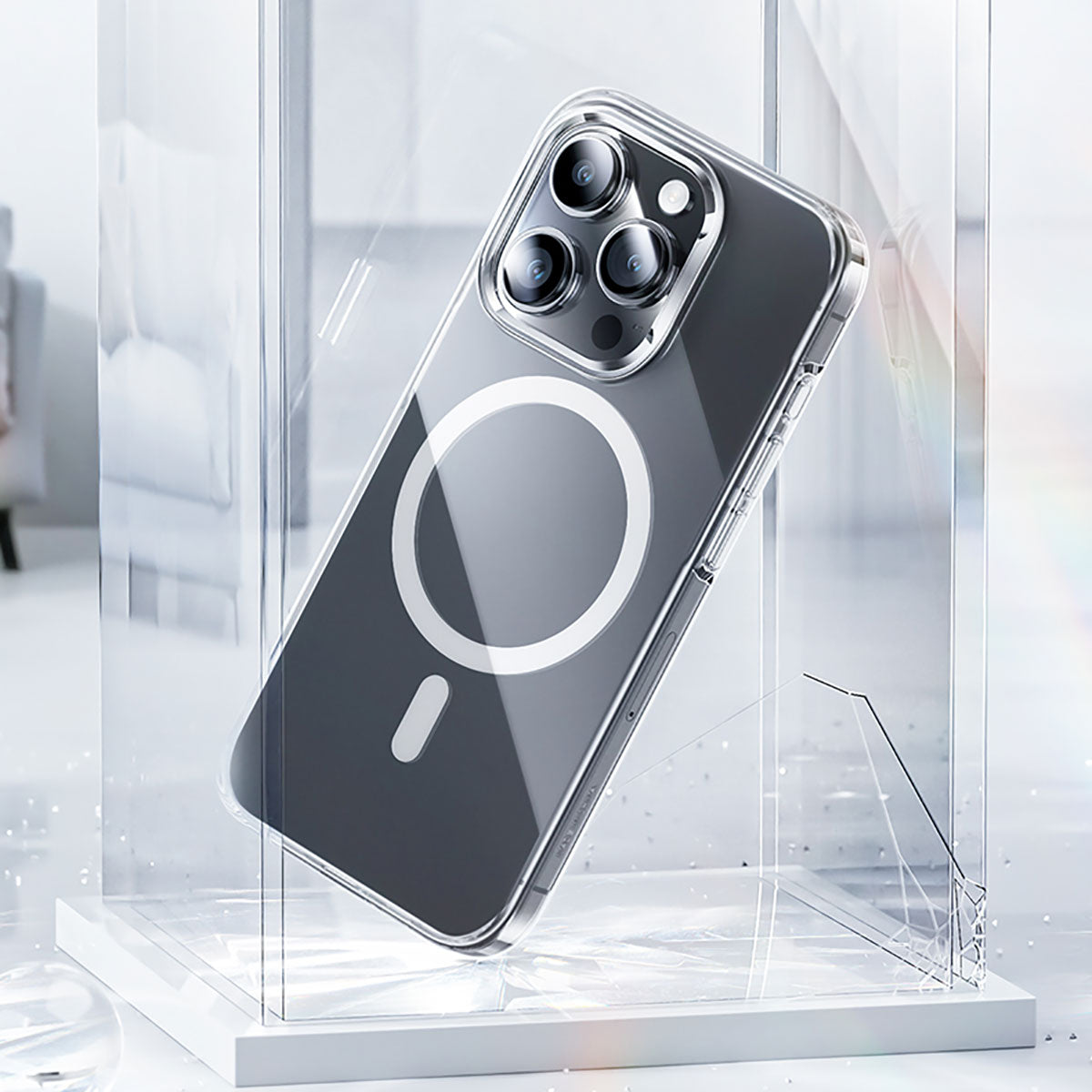 Apple iPhone 15 Plus Kılıf M-safe Şarj Özellikli Benks Crystal Serisi Şeffaf Kapak Renksiz