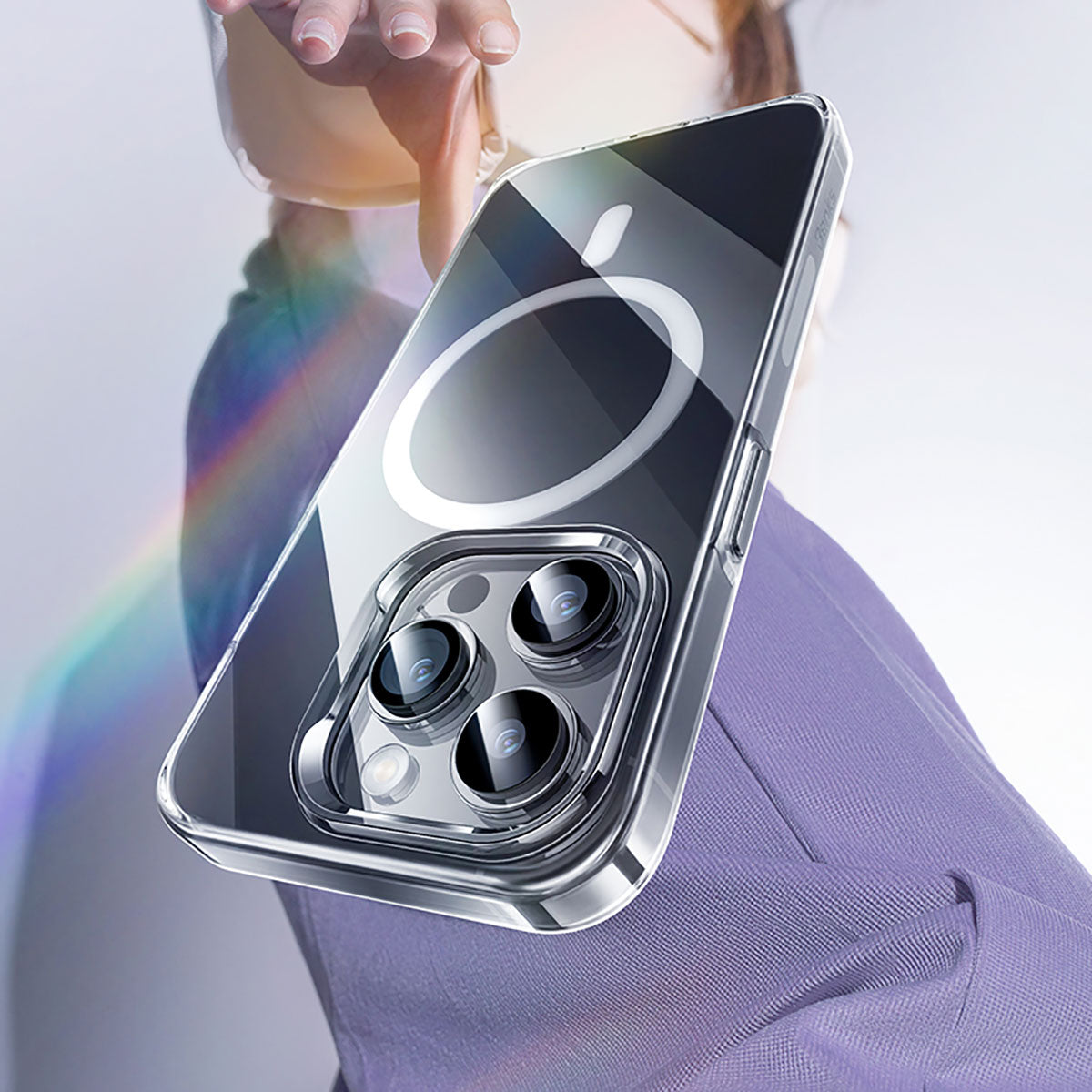 Apple iPhone 15 Plus Kılıf M-safe Şarj Özellikli Benks Crystal Serisi Şeffaf Kapak Renksiz