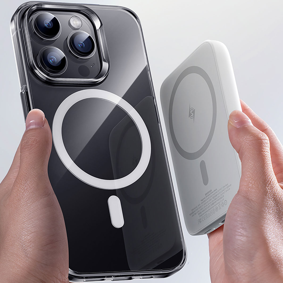 Apple iPhone 15 Plus Kılıf M-safe Şarj Özellikli Benks Crystal Serisi Şeffaf Kapak Renksiz