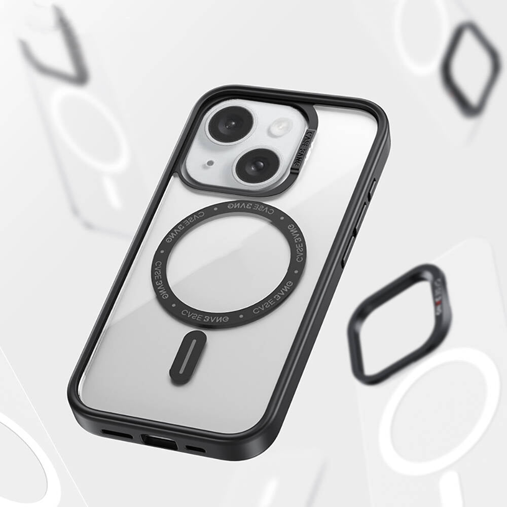 Apple iPhone 15 Plus Kılıf M-safe Şarj Özellikli Casebang Body Frame Kapak Siyah