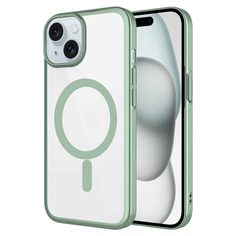 Apple iPhone 15 Plus Kılıf Wireless Şarj Özellikli Sert PC Zore Mat Riksos M-safe Kapak