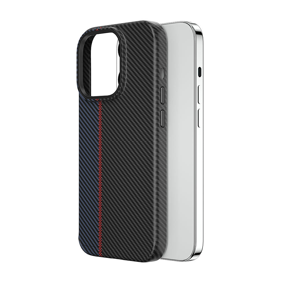 Apple iPhone 15 Plus Kılıf Wiwu LCC-107 Karbon Fiber M-safe Şarj Özellikli Kamera Korumalı Kabon Kapak Siyah
