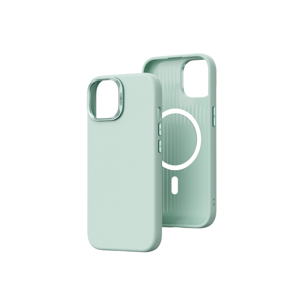 Apple iPhone 15 Plus Kılıf Wiwu SP-019 M-safe Şarj Özellikli Vegan Leather Deri Kapak Siyah