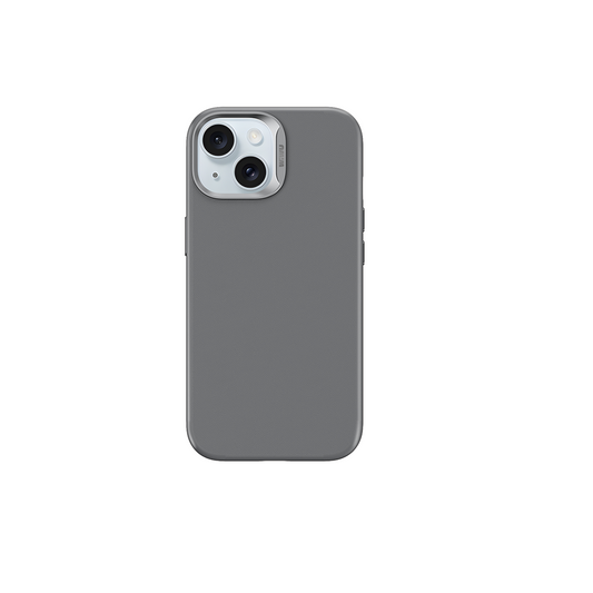 Apple iPhone 15 Plus Kılıf Wiwu SP-019 M-safe Şarj Özellikli Vegan Leather Deri Kapak Gri