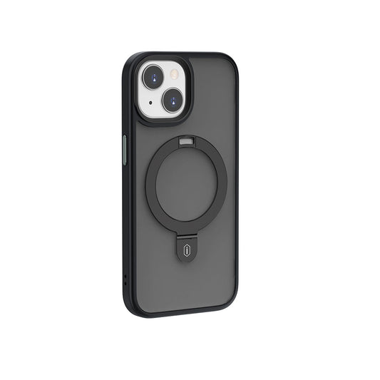 Apple iPhone 15 Plus Kılıf Wiwu ZMM-010 M-safe Şarj Özellikli Mat Arka Yüzey Standlı Kapak Siyah
