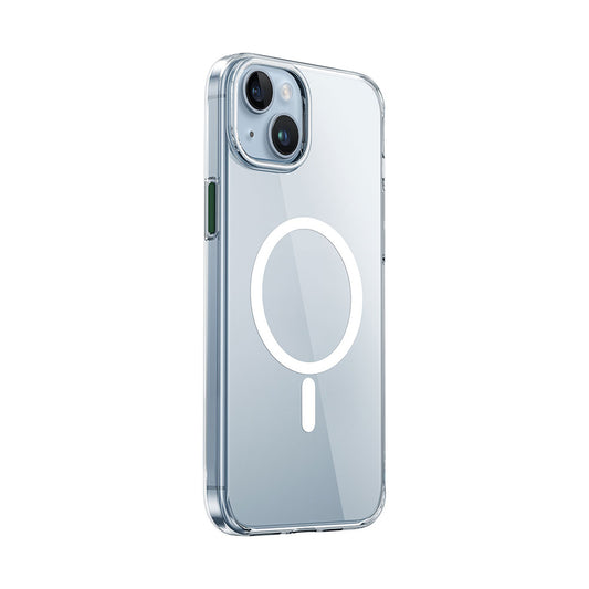 Apple iPhone 15 Plus Kılıf Wiwu ZYS-013 M-safe Şarj Özellikli Renkli Kamera Çerçeveli Şeffaf Jelly Kapak Beyaz