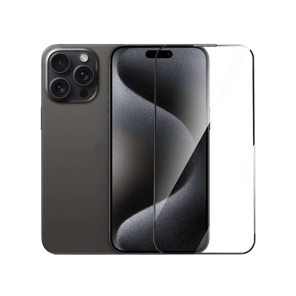 Apple iPhone 15 Plus Wiwu GT-014 Polimer Oleofobik Kaplama Şeffaf Pürüzsüz Temperli Cam Ekran Koruyucu 25'li Paket Siyah