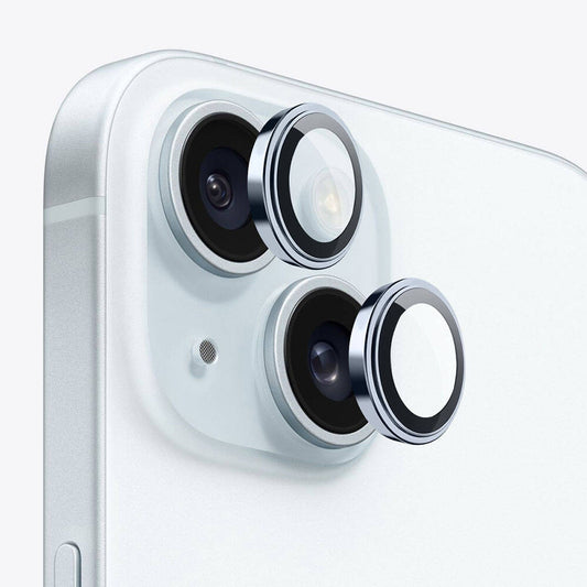 Apple iPhone 15 Plus Wiwu Lens Guard Metal Kamera Lens Koruyucu Mavi Açık