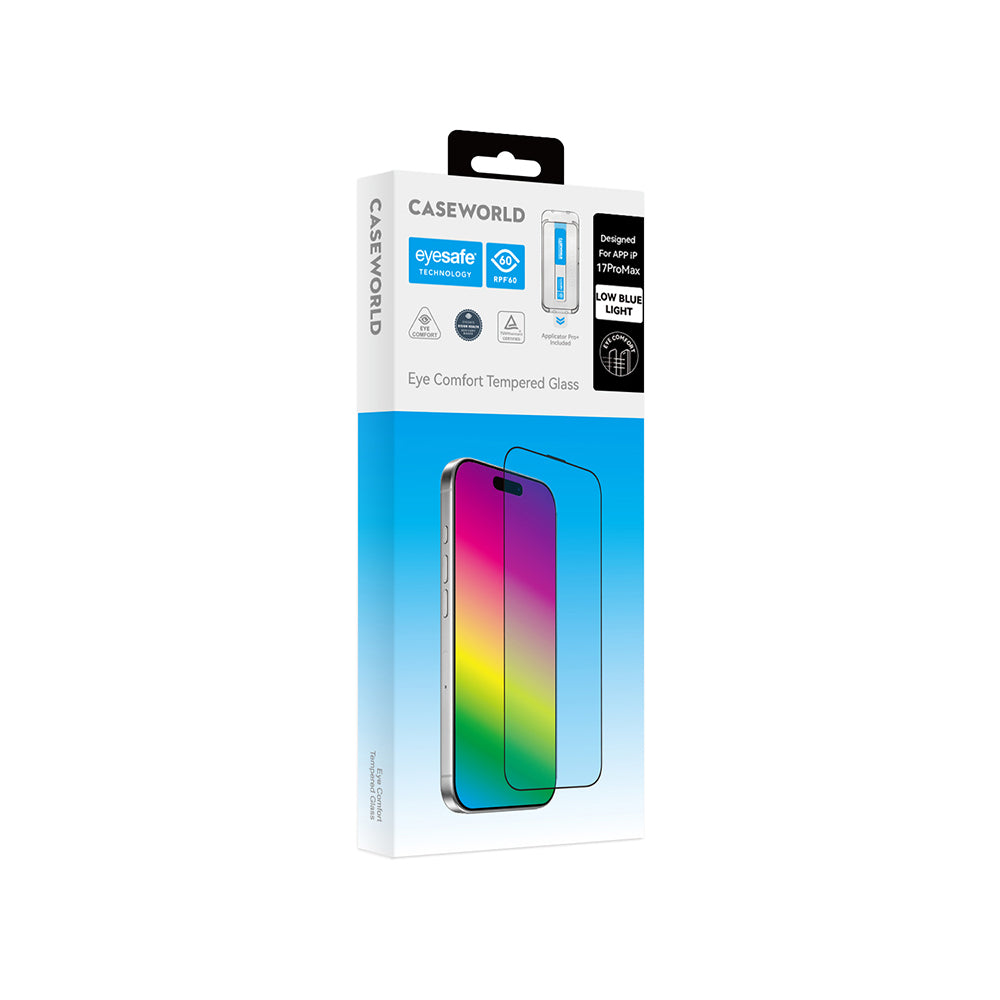 Apple iPhone 15 Pro CaseWorld Applicator Serisi 2.5D Eyesafe Mavi Işık Teknolojili 0.33mm Temperli Cam Ekran Koruyucu + Uygulama Aparatı Şeffaf