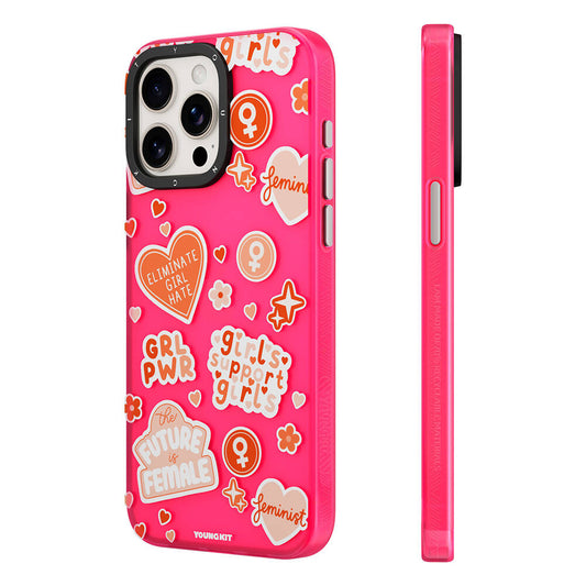 Apple iPhone 15 Pro Kılıf Bethany Green Tasarımlı Youngkit Sweet Language Kapak Pembe
