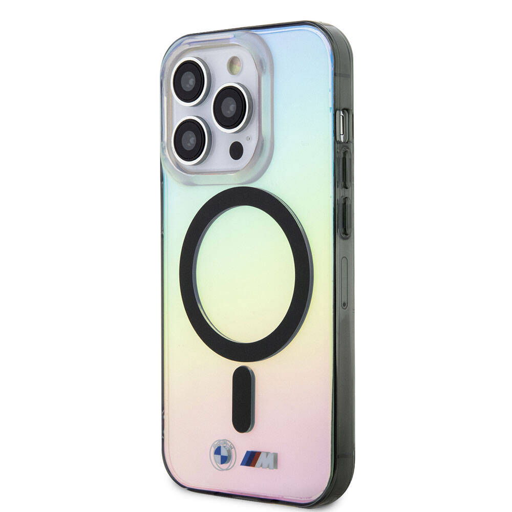 Apple iPhone 15 Pro Kılıf BMW M-safe Şarj Özellikli Transparan Renk Geçişli Iridescent Orjinal Lisanslı Kapak Karışık
