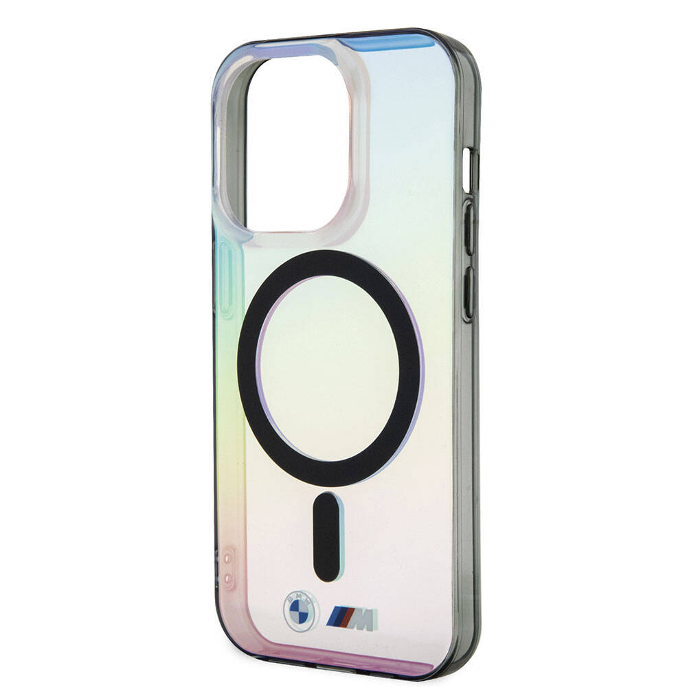 Apple iPhone 15 Pro Kılıf BMW M-safe Şarj Özellikli Transparan Renk Geçişli Iridescent Orjinal Lisanslı Kapak Karışık