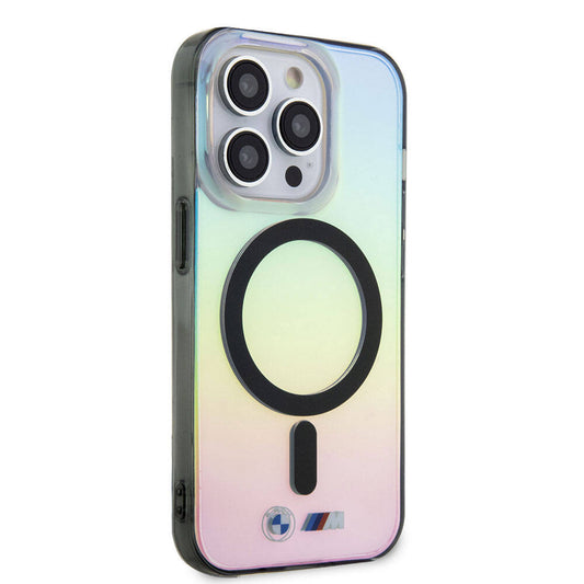 Apple iPhone 15 Pro Kılıf BMW M-safe Şarj Özellikli Transparan Renk Geçişli Iridescent Orjinal Lisanslı Kapak Karışık