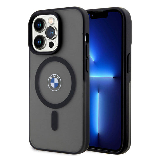 Apple iPhone 15 Pro Kılıf BMW Orjinal Lisanslı M-safe Şarj Özellikli IML Baskı Logolu Buzlu Mat Kapak Siyah