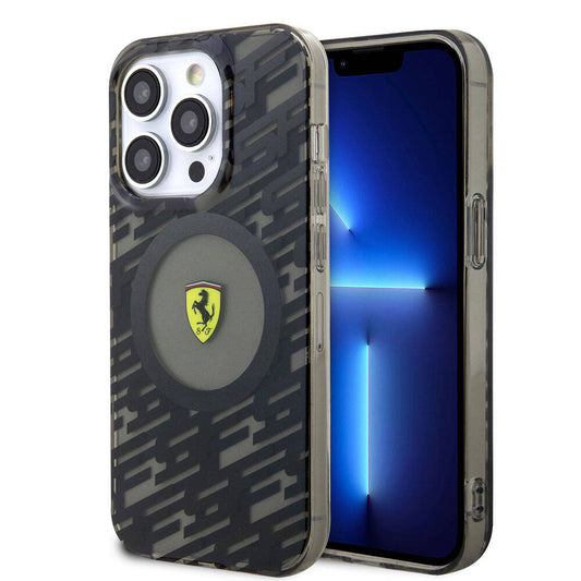 Apple iPhone 15 Pro Kılıf Ferrari Orjinal Lisanslı M-safe Şarj Özellikli Multi SF Kapak Siyah