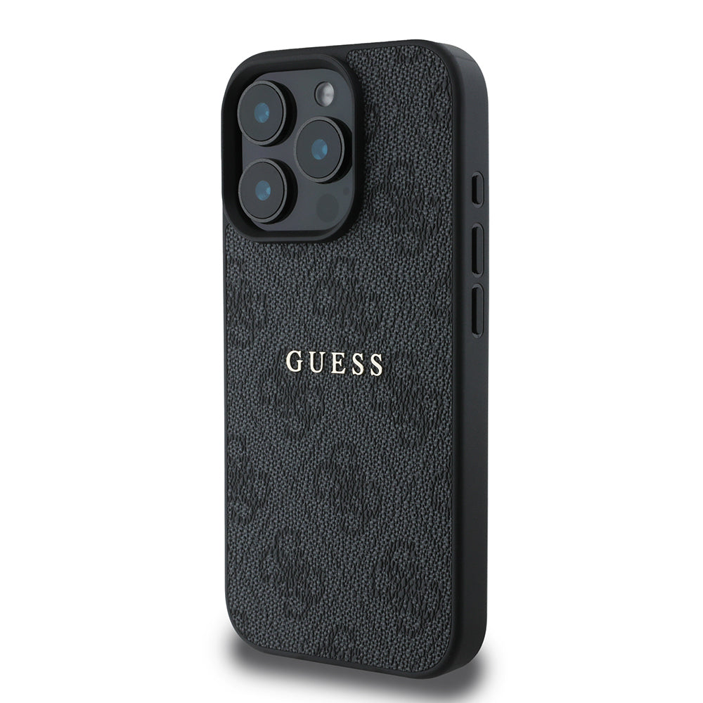 Apple iPhone 15 Pro Kılıf Guess Orjinal Lisanslı M-safe Şarj Özellikli 4G Desen Yazı Logolu Kapak Pembe