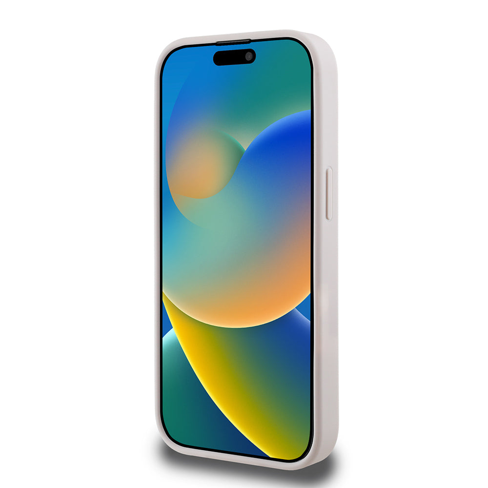 Apple iPhone 15 Pro Kılıf Guess Orjinal Lisanslı M-safe Şarj Özellikli 4G Desen Yazı Logolu Kapak Pembe