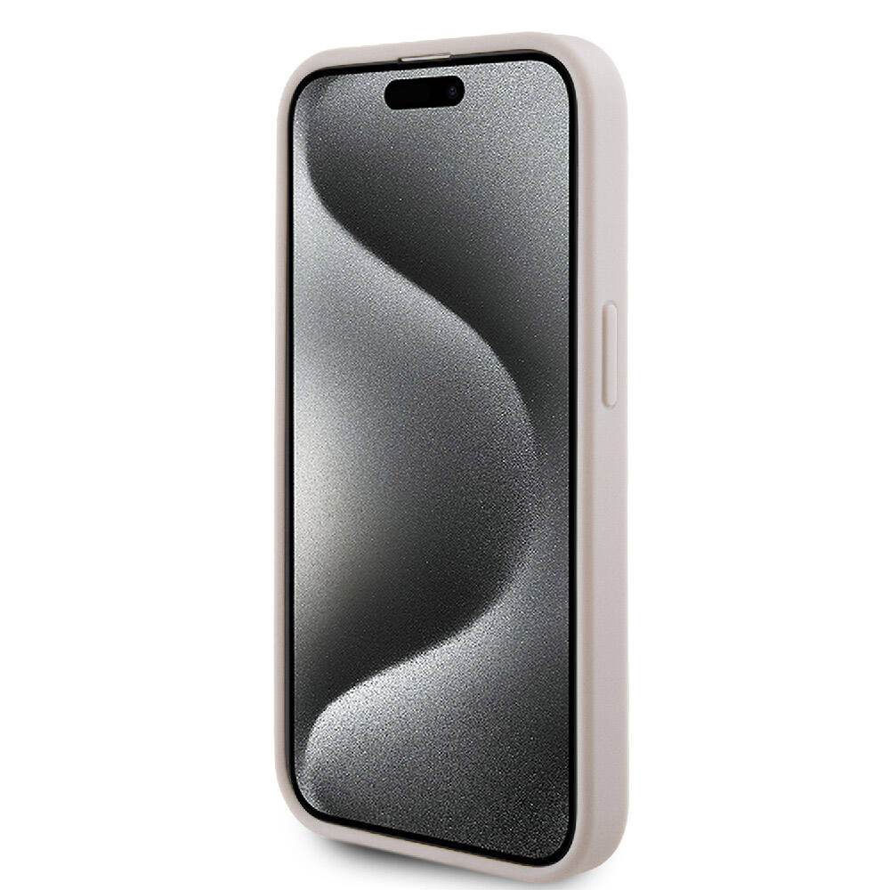 Apple iPhone 15 Pro Kılıf Hello Kitty Orjinal Lisanslı M-safe Şarj Özellikli Baskı Logolu Uyuyan Kitty Deri Kapak Gümüş