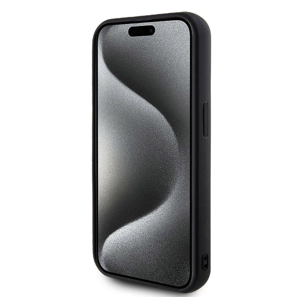 Apple iPhone 15 Pro Kılıf Hello Kitty Orjinal Lisanslı Yazı ve İkonik Logolu 3D Rubber Kitty Head Kapak Siyah