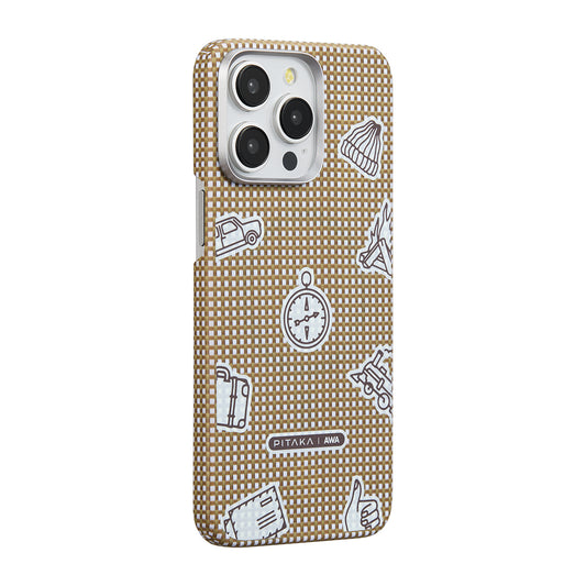 Apple iPhone 15 Pro Kılıf M-safe Şarj Özellikli Awa Tasarımlı 1500D Aramid Fiber Pitaka Ultra-Slim Classic Serisi Canyon Kapak