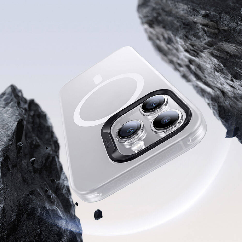 Apple iPhone 15 Pro Kılıf M-safe Şarj Özellikli Benks Lucid Armor Kapak Gri