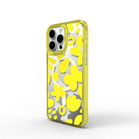 Apple iPhone 15 Pro Kılıf M-safe Şarj Özellikli Boya Desenli Wiwu Fluorescent G Serisi Kapak Yeşil