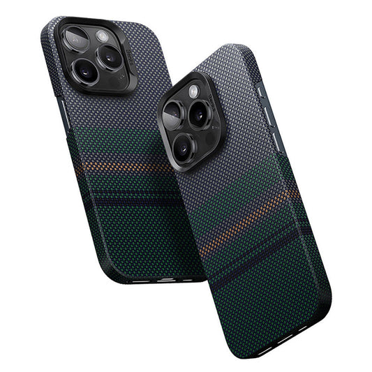 Apple iPhone 15 Pro Kılıf M-safe Şarj Özellikli Karbon Fiber Tasarımlı Benks Aurora ArmorAir Kevlar Kapak