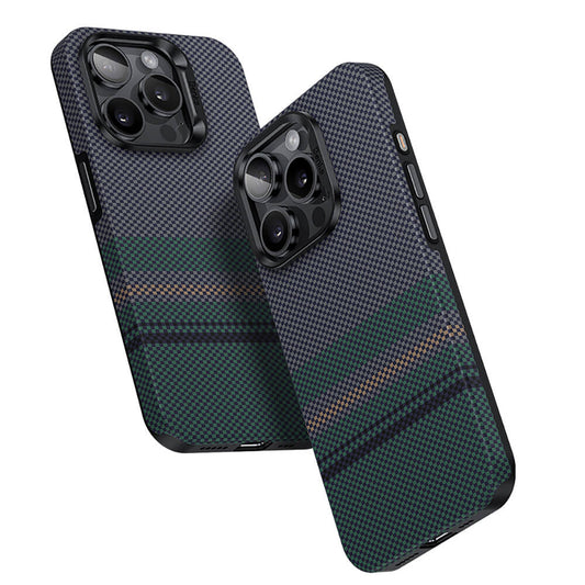 Apple iPhone 15 Pro Kılıf M-safe Şarj Özellikli Karbon Fiber Tasarımlı Benks Aurora ArmorPro Kevlar Kapak Siyah