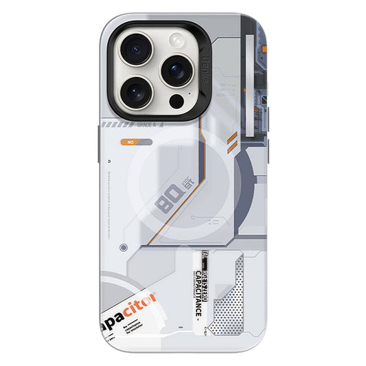 Apple iPhone 15 Pro Kılıf M-safe Şarj Özellikli Mekanik Tasarımlı Benks Perspective Serisi Kapak Beyaz