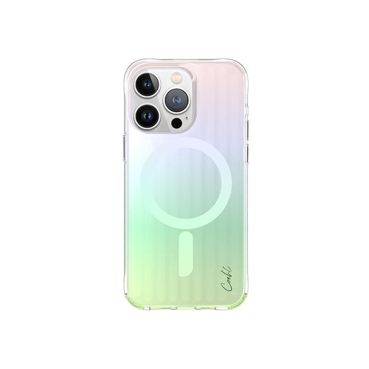 Apple iPhone 15 Pro Kılıf M-safe Şarj Özellikli Parlayan Arka Yüzey Coehl Linear Kapak Yeşil