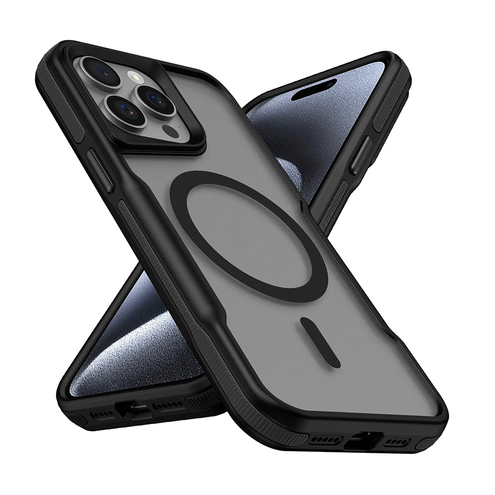 Apple iPhone 15 Pro Kılıf M-safe Şarj Özellikli Renkli Kenar Airbag Şeritli Zore Lamer Kapak