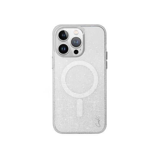 Apple iPhone 15 Pro Kılıf M-safe Şarj Özellikli Simli Arka Yüzey Coehl Lumino Kapak Gümüş